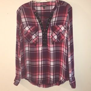 NWOT Express Plaid Top Size M